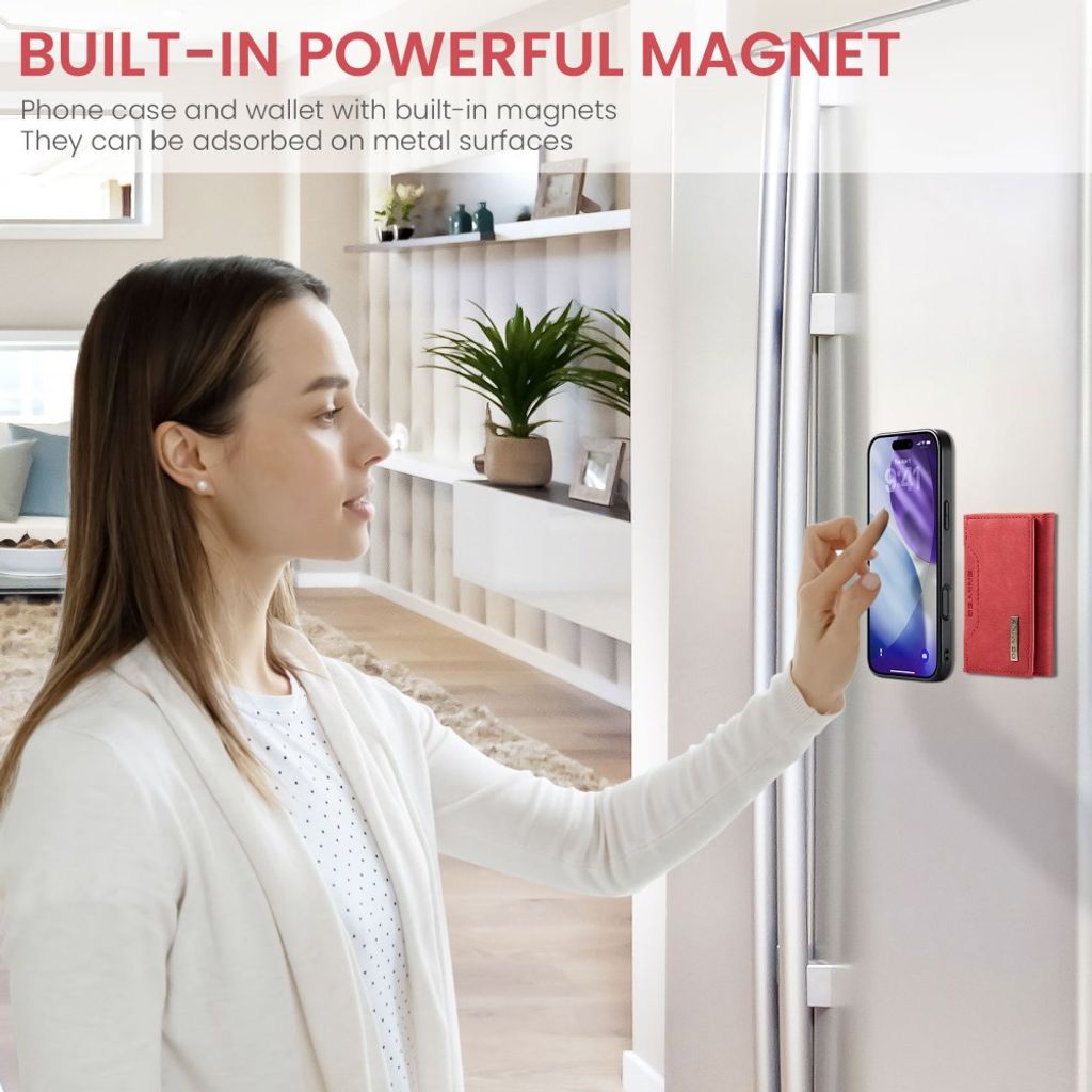DG.MING iPhone 18 Pro/17 Pro Deksel med Avtakbar Lommebok - Rød