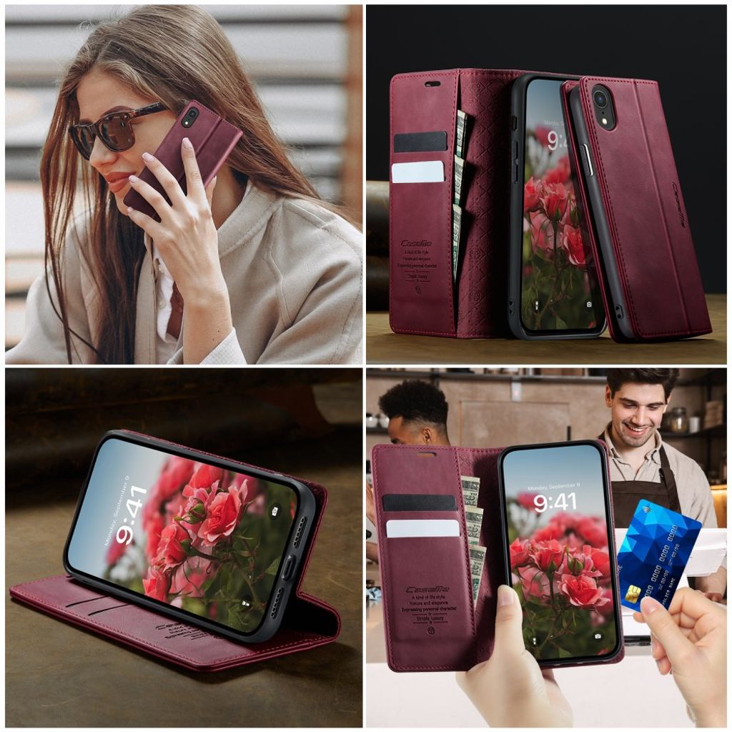 CASEME iPhone XR Plånboksfodral RFID Stativ – Röd
