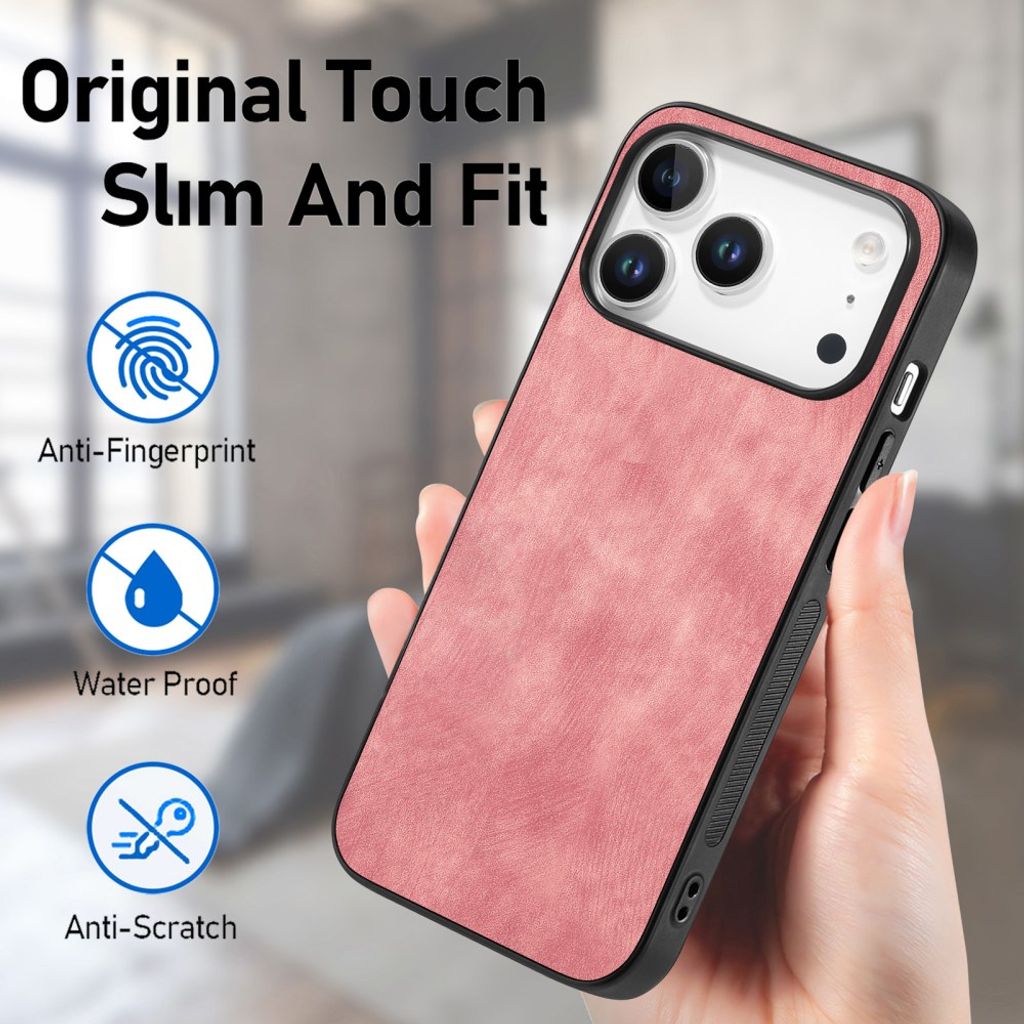 iPhone 18 Pro Max/17 Pro Max Skal i PU-läder - Rosa