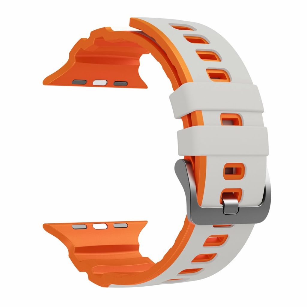 Apple Watch 49/46/44/42mm Tvåfärgat Klockarmband Silikon - Vit/Orange