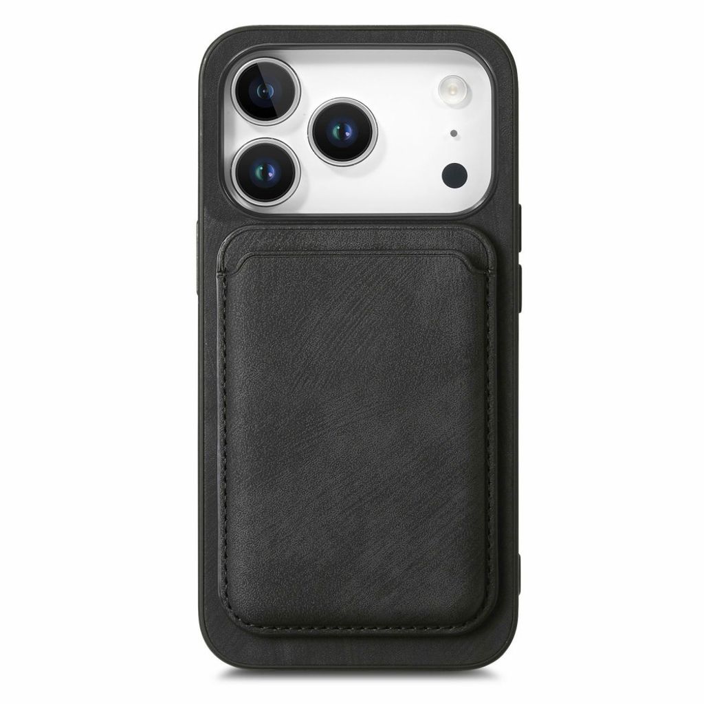 iPhone 17 Pro Max Deksel med Avtakbar Kortholder og PU-lær - Svart