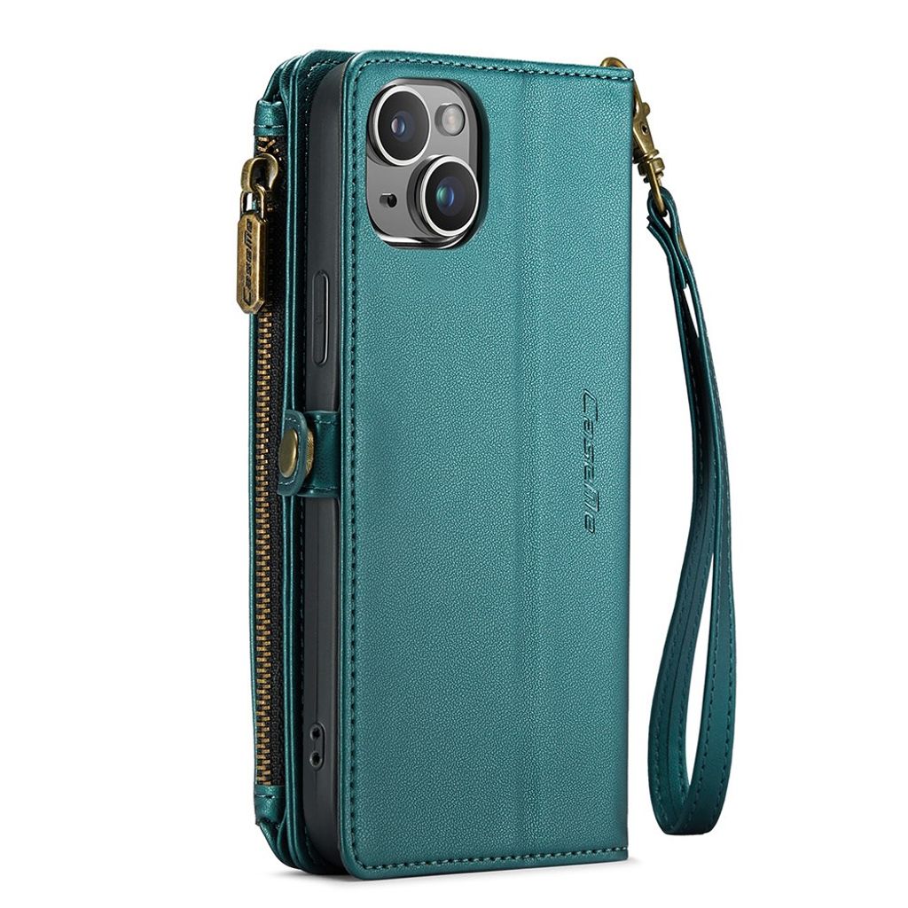 CASEME iPhone 14 Plus Pungetui RFID Blocking/Stativ – Grøn