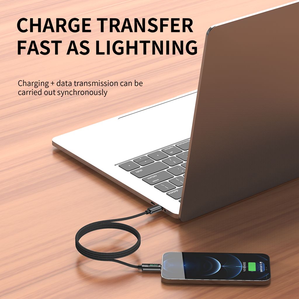 NEXTBATT USB-C til Lightning-kabel 30W, 3A, 1m - Sort