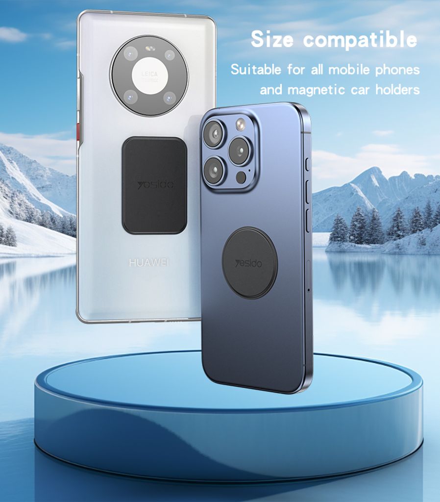 Yesido C207 magnetisk metallplate for smarttelefon med imitert skinntekstur, 2-pakning – svart