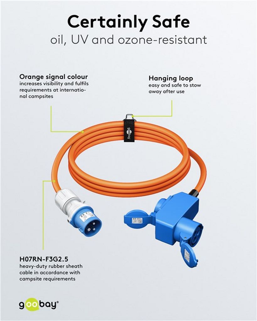 Goobay CEE-adapterkabel, CEE-plugg til 90° CEE-kontakt/sikkerhetskontakt