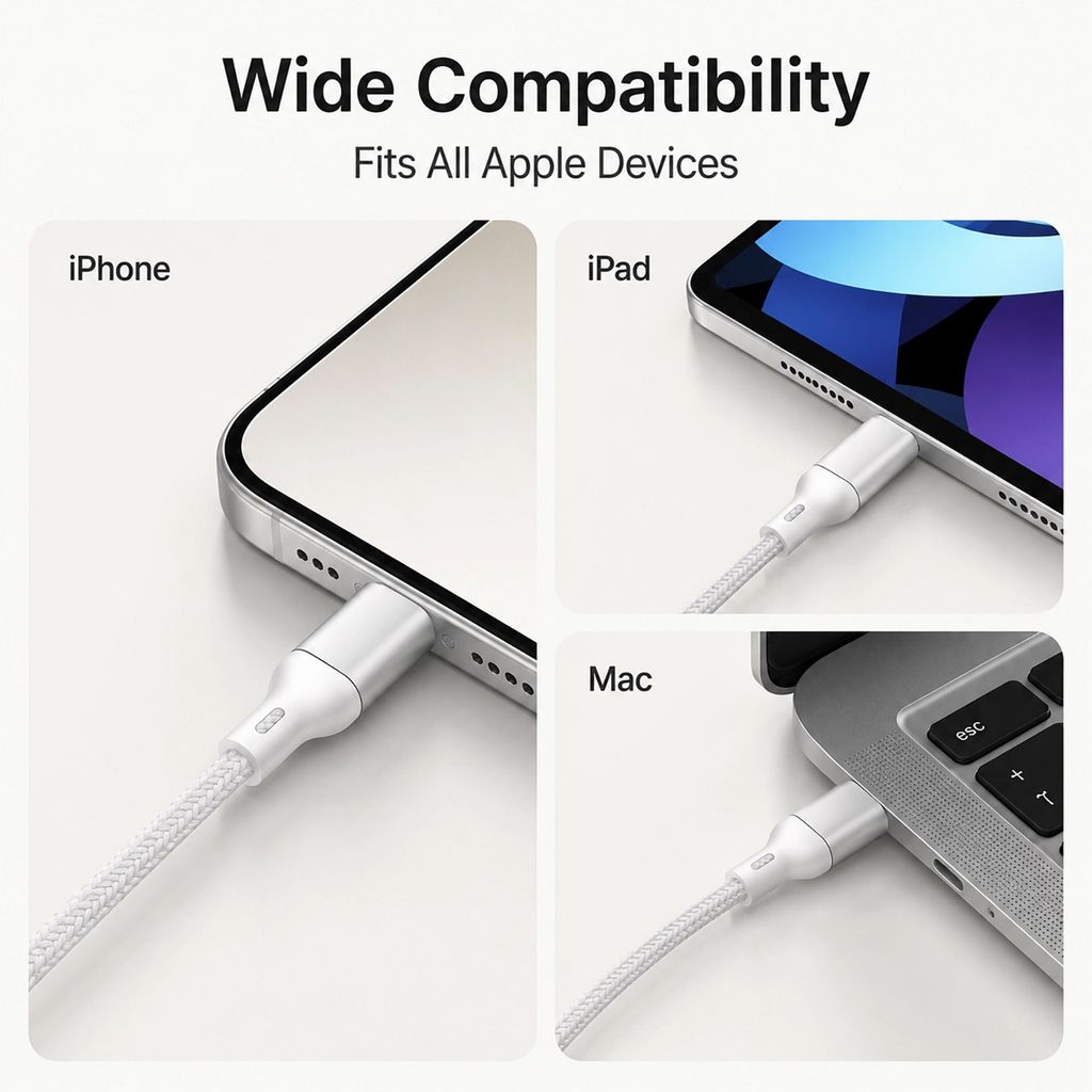 SiGN USB-C - USB-C -kaapeli 60W PD, 3m - Valkoinen