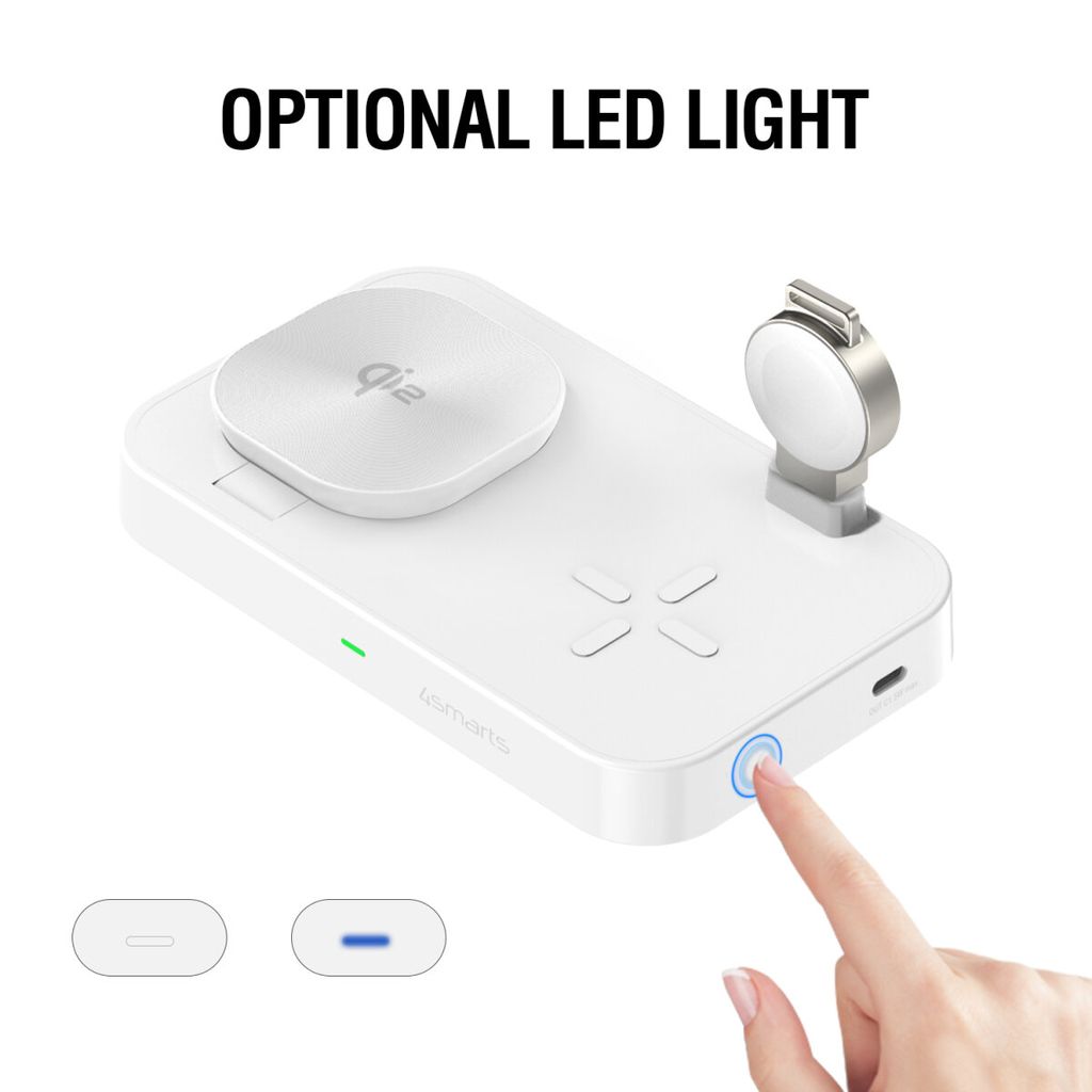 4smarts Qi2 Ladestasjon Trident for Smarttelefon / Apple Watch - Hvit