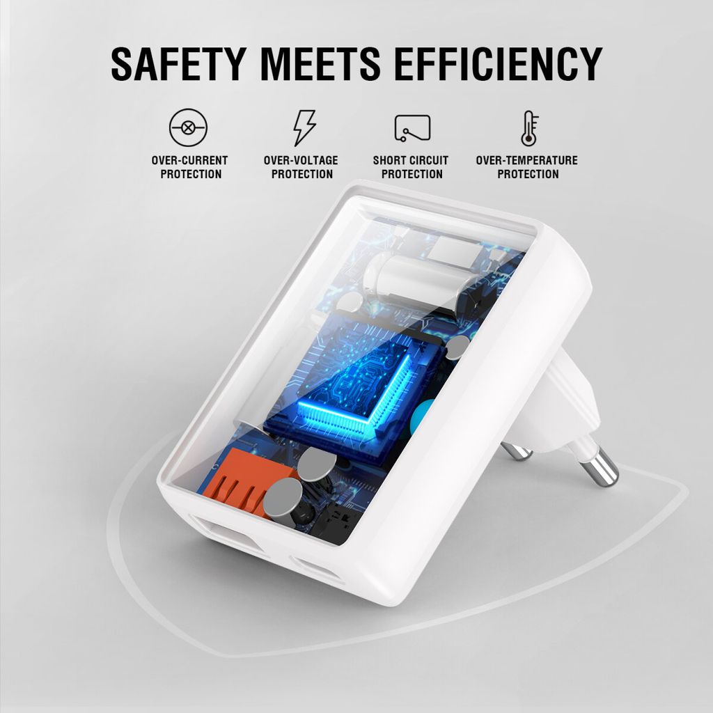 4Smarts Vegglader FlatPlug Duos 20W GaN – USB-C/USB-A – Hvit