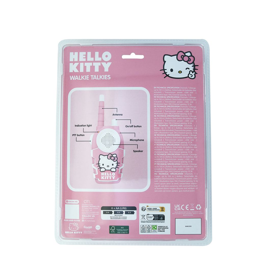Hello Kitty radiopuhelin 150 metrin kantama - pinkki/valkoinen