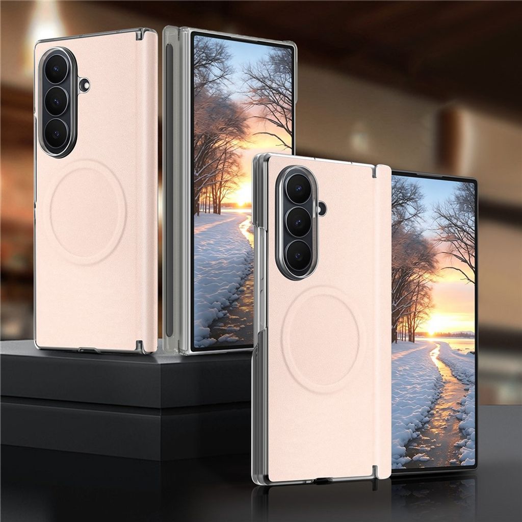 Samsung Galaxy Z Fold8 Ultra MagSafe Kuori PU-nahkaa - Vaaleanpunainen
