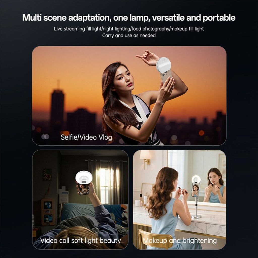 YESIDO DH13 Selfie Ringlampe med LED-klip – 3 lystilstande