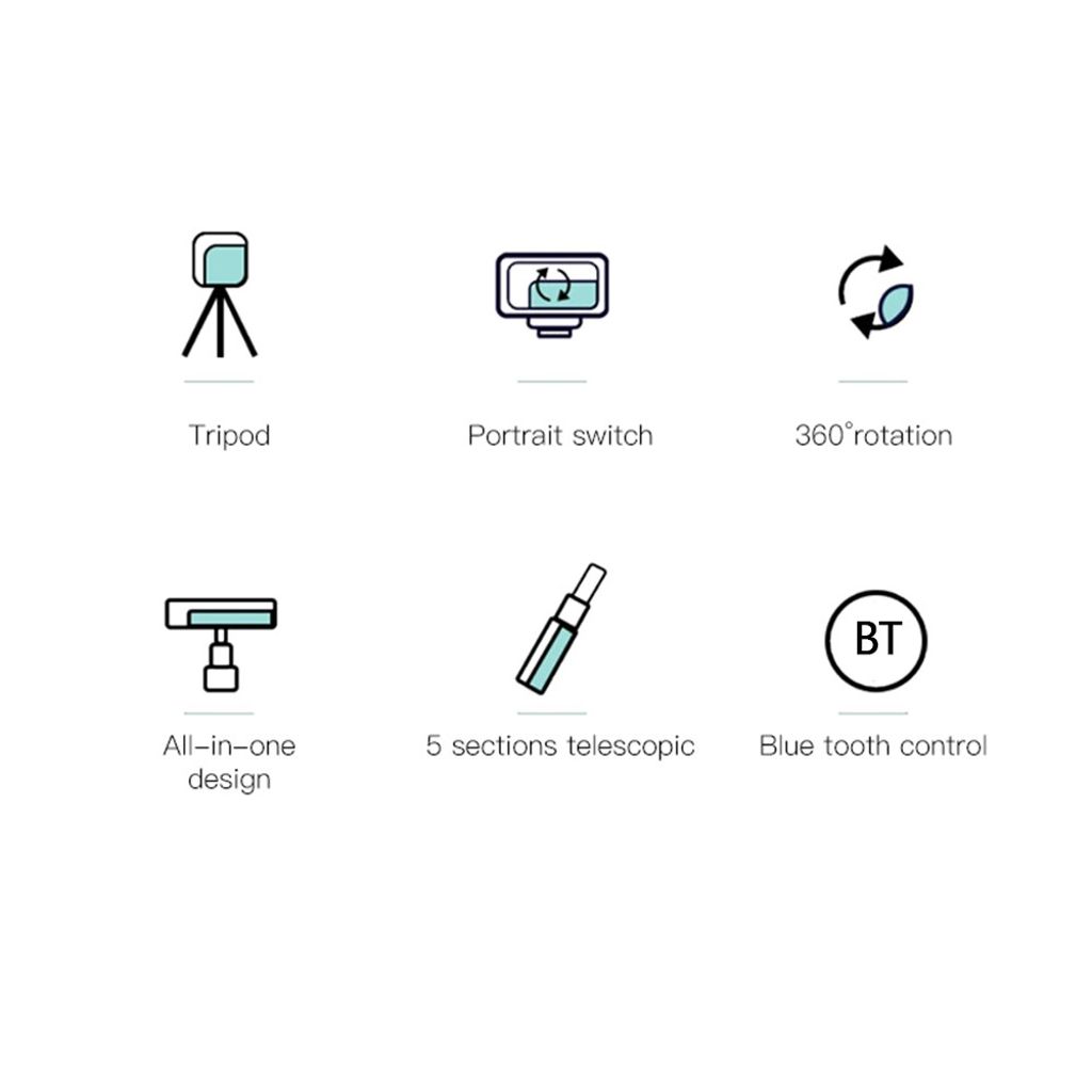 YESIDO SF11 Selfiestang og stativ med Bluetooth-fjernbetjening, 70 cm