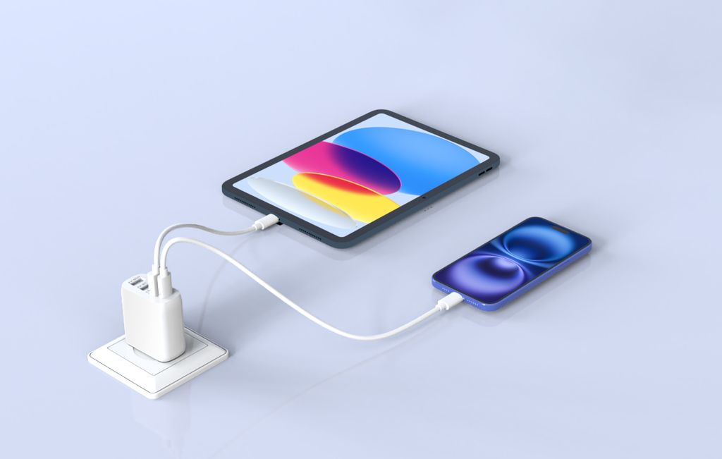 SiGN Snabbladdare USB-C & 3xUSB-A, PD & Q.C 3.0, 36W - Vit