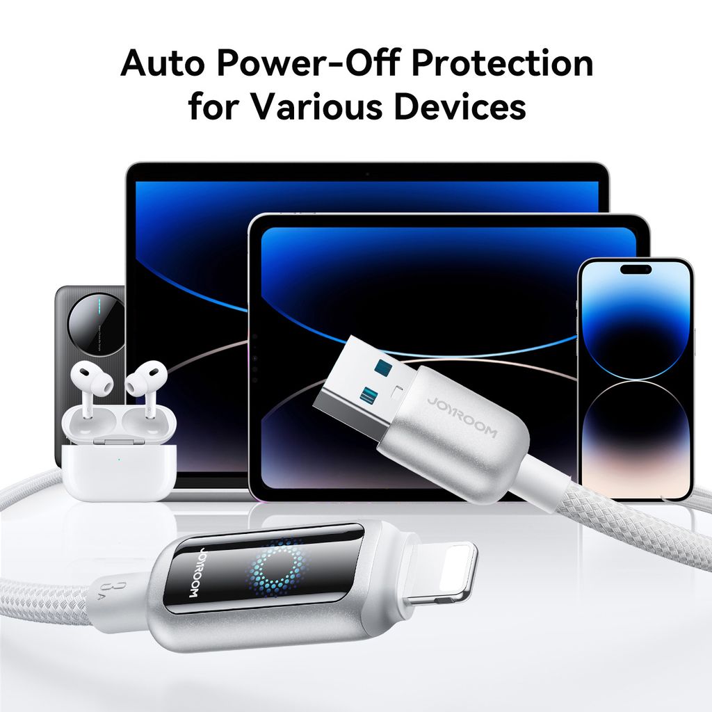 Joyroom USB-A to Lightning Fast Charging Data Cable 3A, 1.2m - White