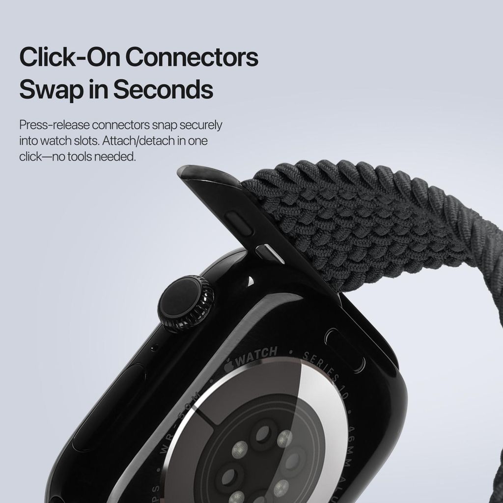 DUX DUCIS Apple Watch 42/44/45/46/49 mm kellonranneke nailonilla ja magneettilukolla – musta