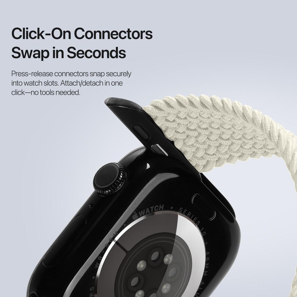 DUX DUCIS Apple Watch 42/44/45/46/49 mm kellonranneke nailonilla ja magneettilukolla – valkoinen