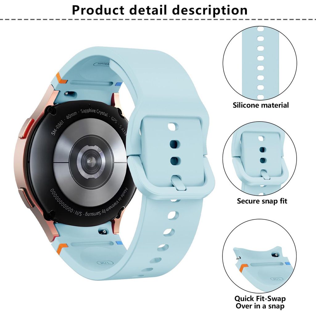 Samsung Galaxy Watch7 44mm Silikoniranneke Kellolle + Näytönsuoja - Vaaleanpunainen