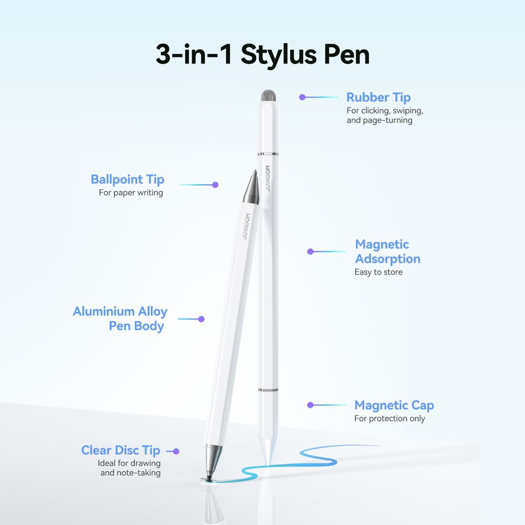 Joyroom JR-BP561 3-in-1 Magnetisk Styluspenna - Vit