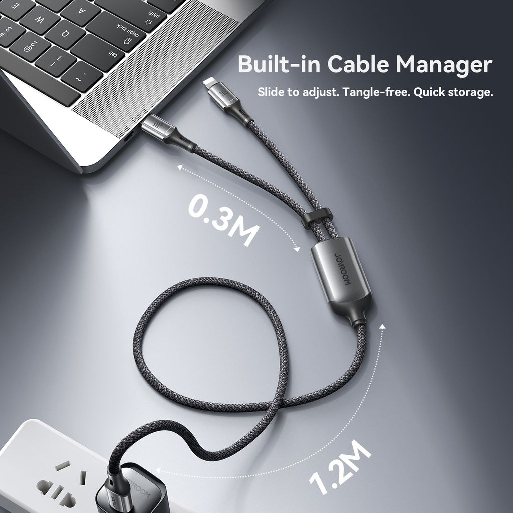 Joyroom S-A57 RapidX-serien hurtigladekabel USB-C til USB-C/Lightning – grå
