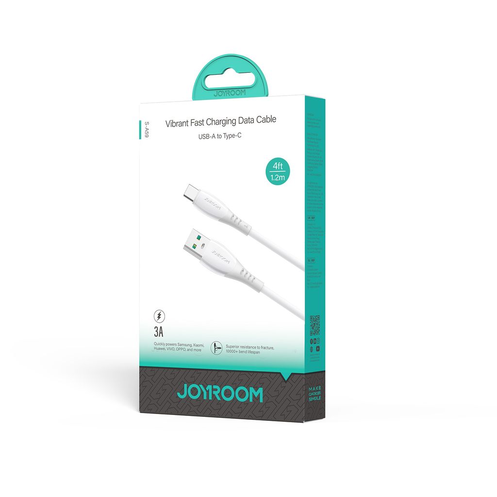 Joyroom S-A59 hurtigladekabel USB-A til USB-C 1,2 m – hvit