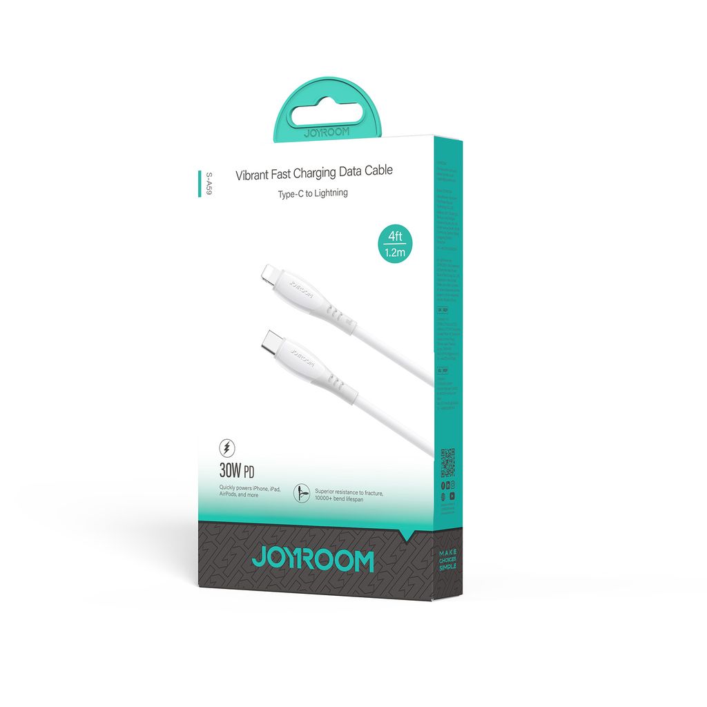 Joyroom S-A59 hurtigladekabel USB-C til Lightning 30W 1.2m – hvit