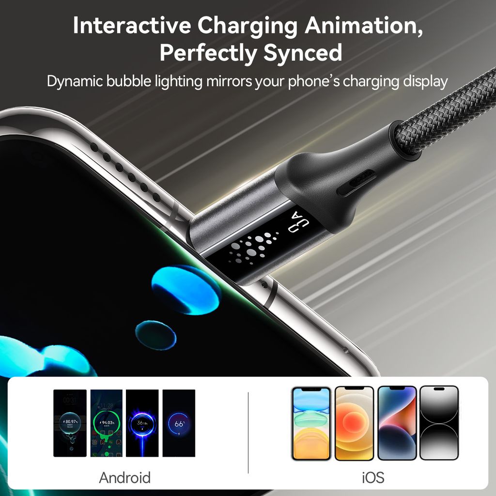 Joyroom S-A60 Hurtigopladningskabel USB-A til USB-C 3A – 1,2 m, Sort