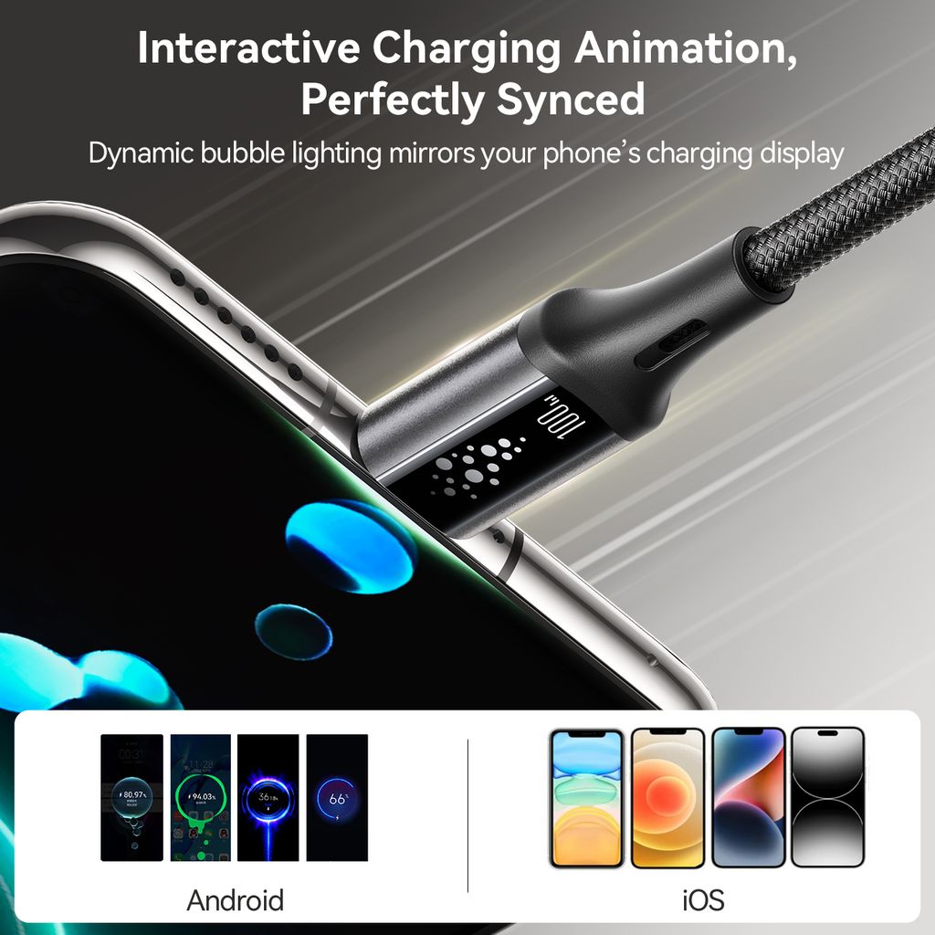Joyroom S-A60 hurtigopladerkabel USB-C til USB-C 100W – 1,2 m, sort