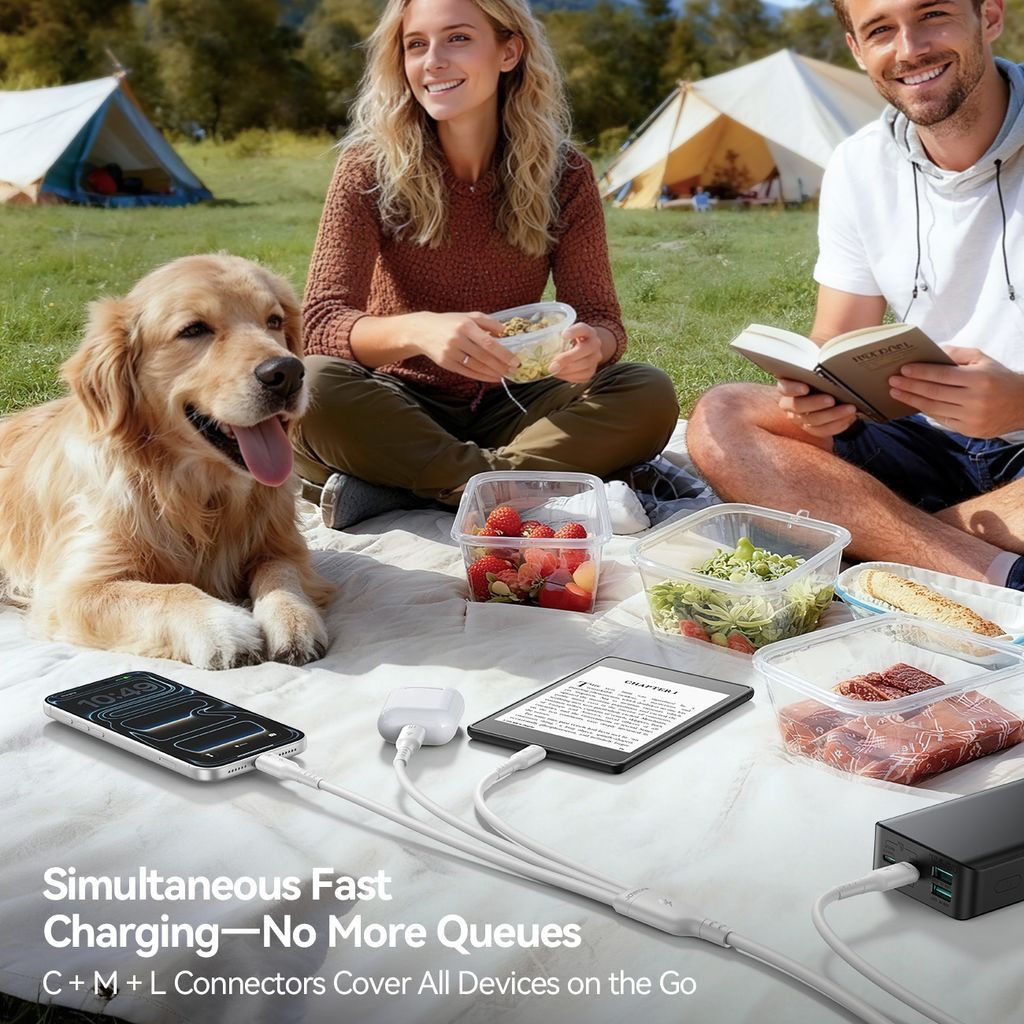 Joyroom S-A61 OmniGo-serien 3-i-1 USB-C-ladekabel USB-C/Lightning/Micro – hvit