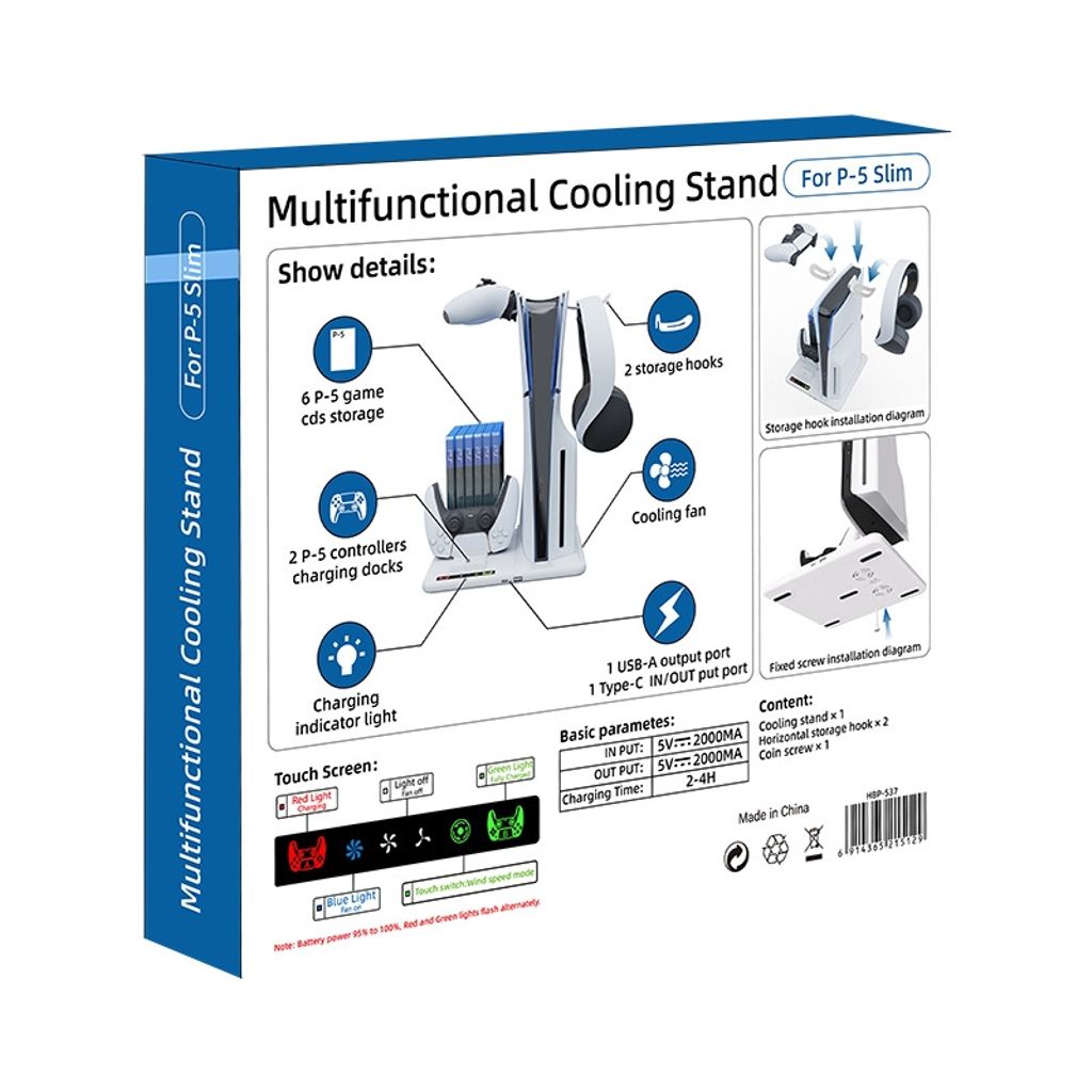 iPlay-monitoiminen jäähdytysteline PS5 Slimille