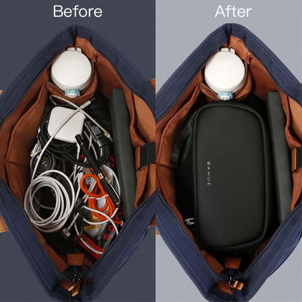 BANGE 3066 Lille opbevaringstaske til kabler, opladere og elektronik – Sort