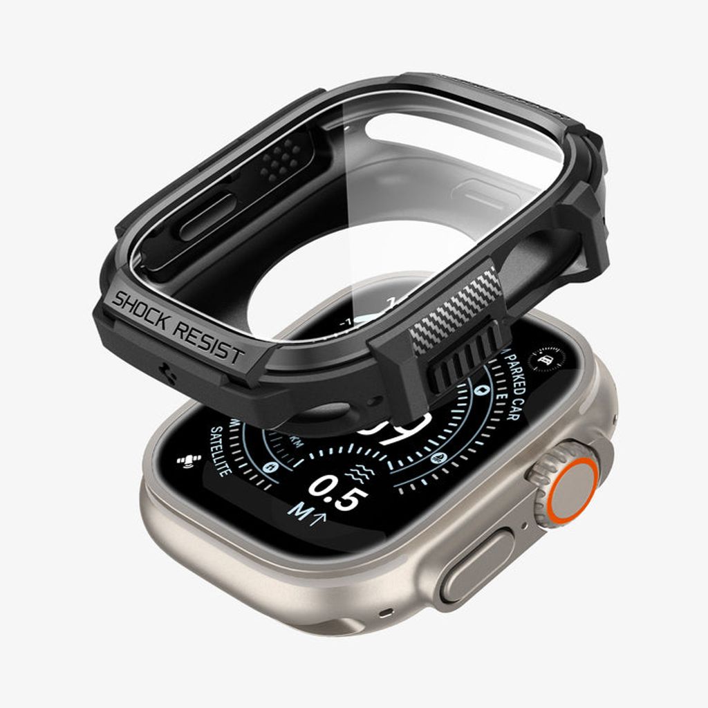 Spigen Apple Watch Ultra 4/3/2/1 49mm kuori Rugged Armor näytönsuojalla  - Musta