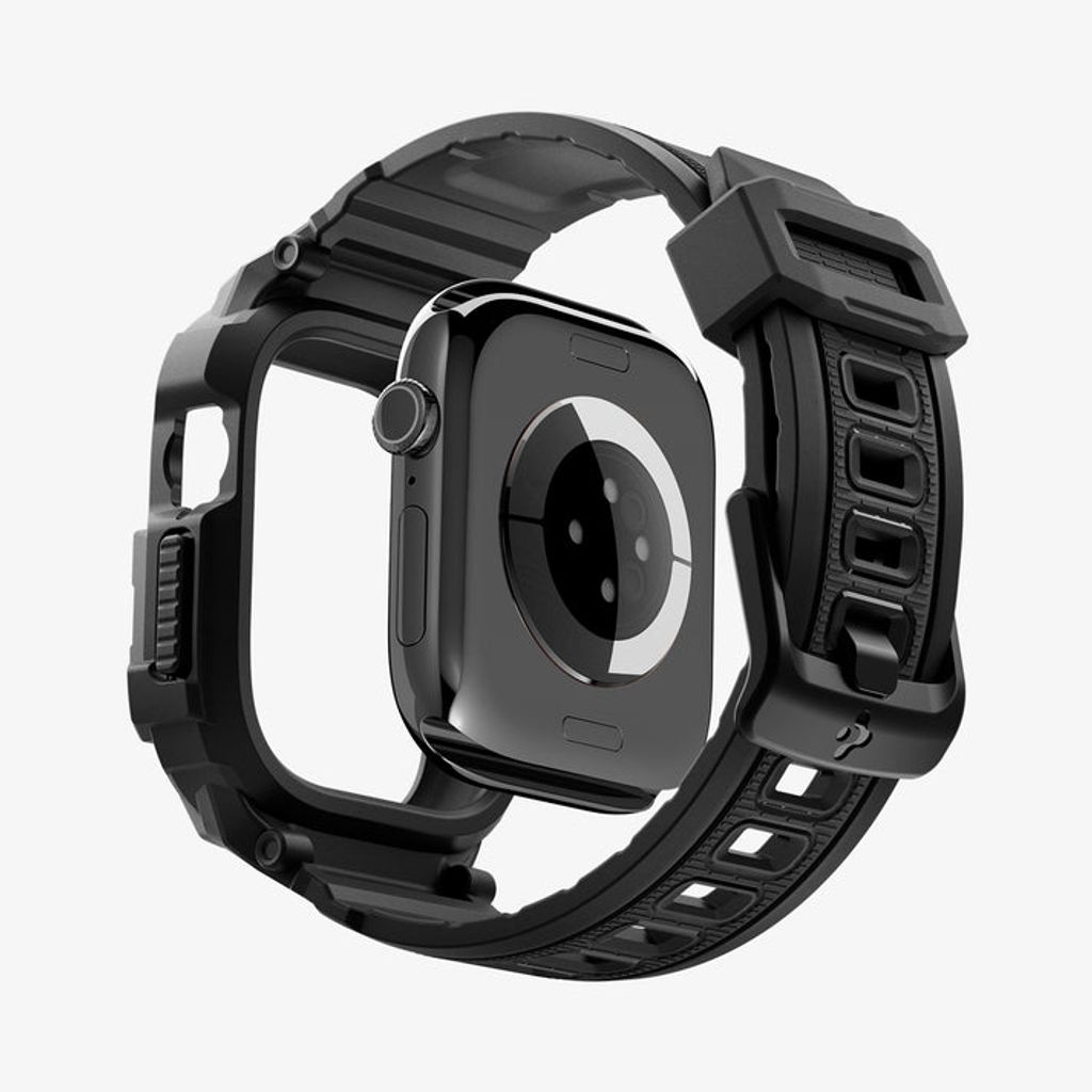 Spigen Apple Watch 12 (46mm) Kellonranneke & Kuori Rugged Armor Pro - Musta