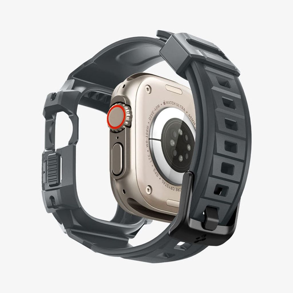 Spigen Apple Watch Ultra 4/3/2/1 49mm Kellonranneke & Kuori Rugged Armor Pro - Harmaa