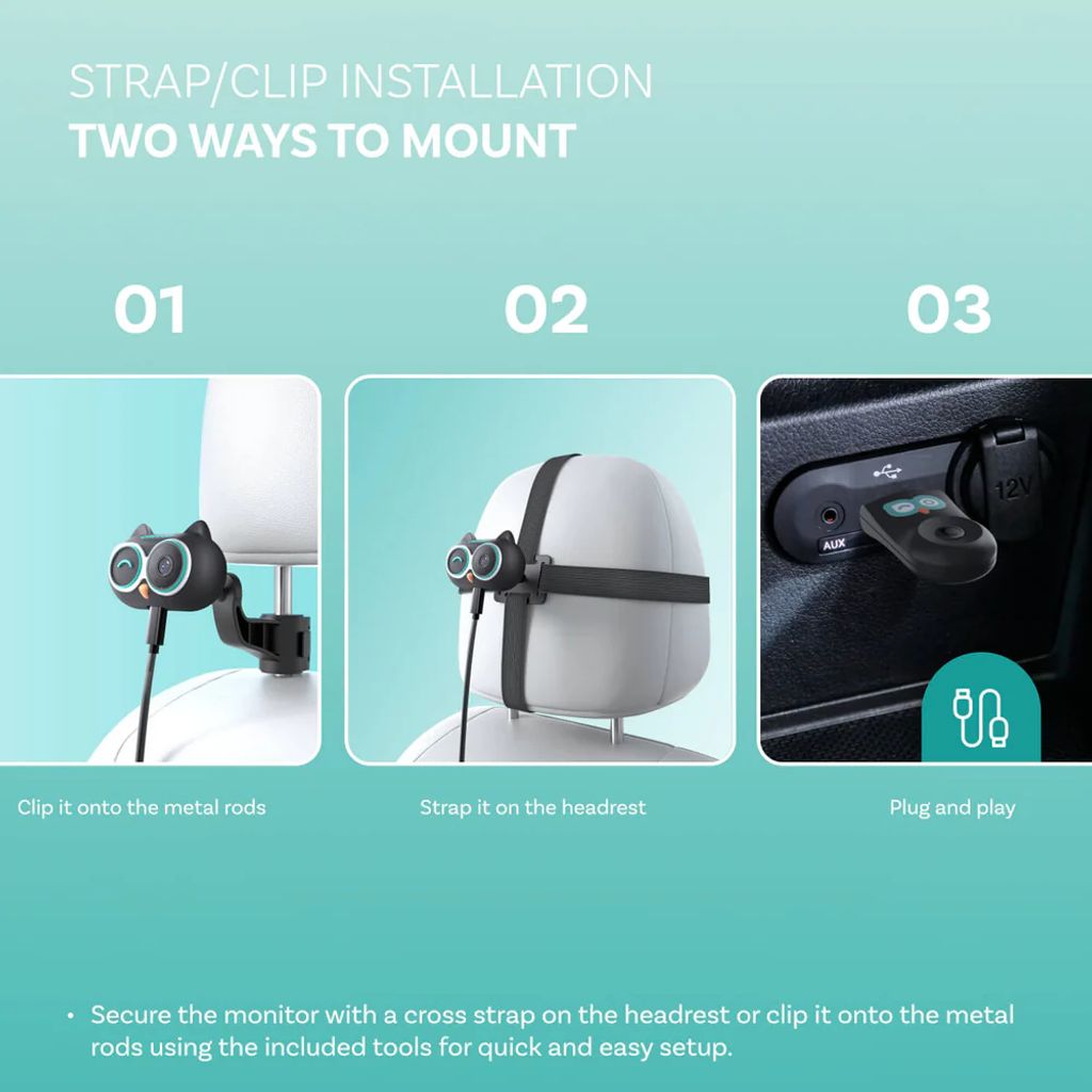Ottocast Cabin Care Owl trådløs CarPlay-adapter til overvågning - sort