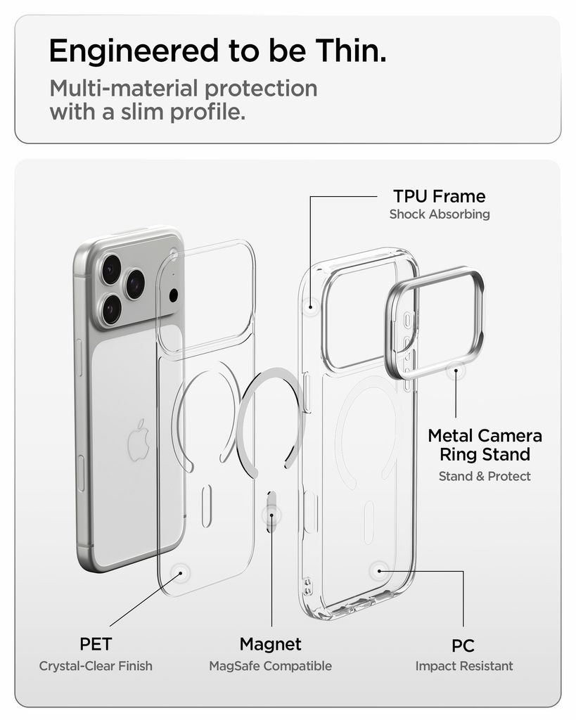 Spigen iPhone 18 Pro Max/17 Pro Max Ultra Hybrid Optic S MagFit kuori - Hopea