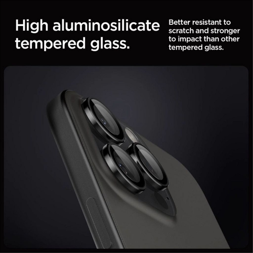 Spigen iPhone 17 Pro/Pro Max Glas.tR EZ Fit Optik Pro Linsskydd, 2-pack - Svart