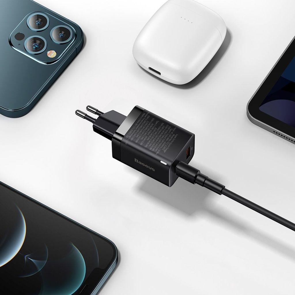 Baseus Super Si Pro hurtigoplader USB & USB-C 30W sort