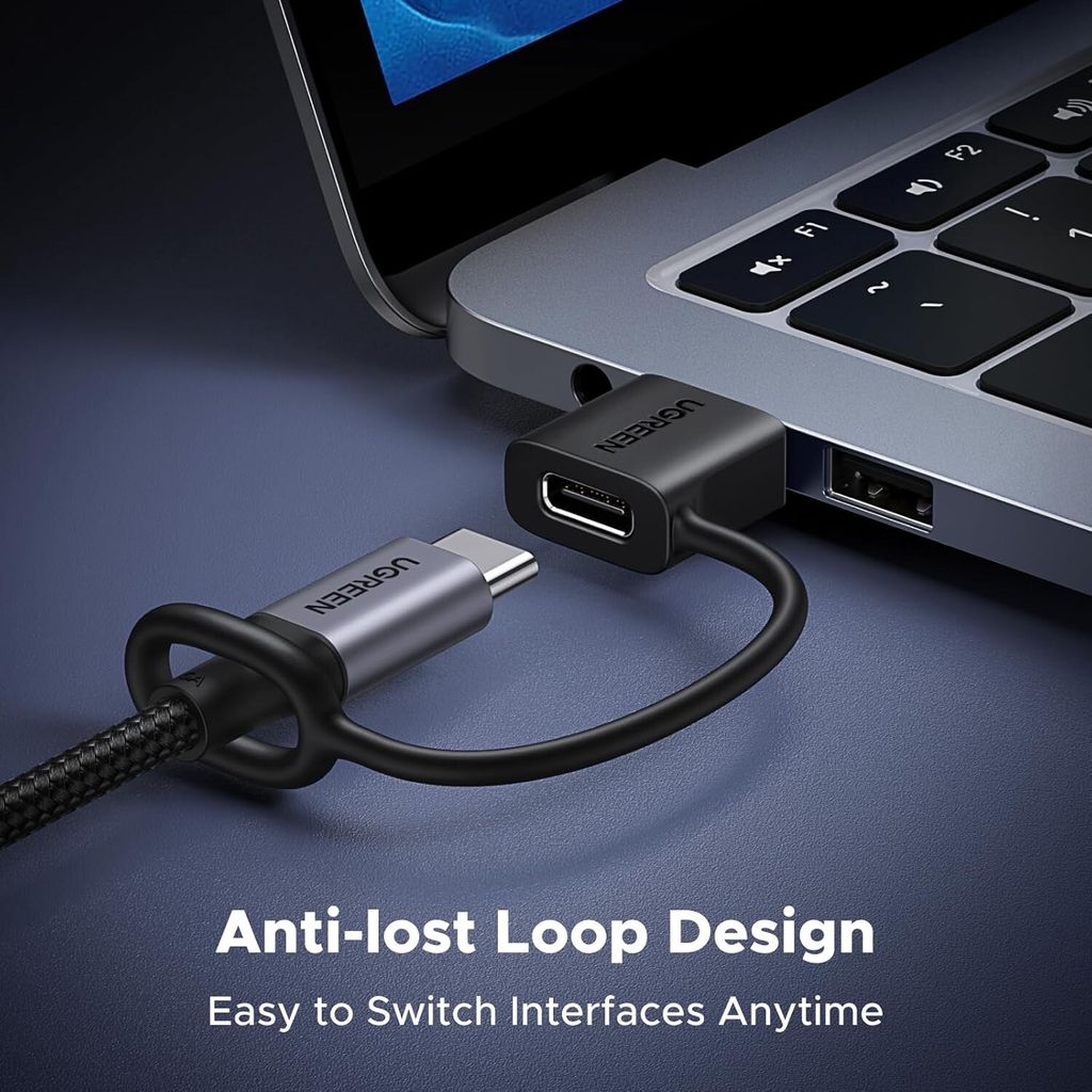 UGREEN USB-A Male to USB-C Female Adapter, 2pcs - Black