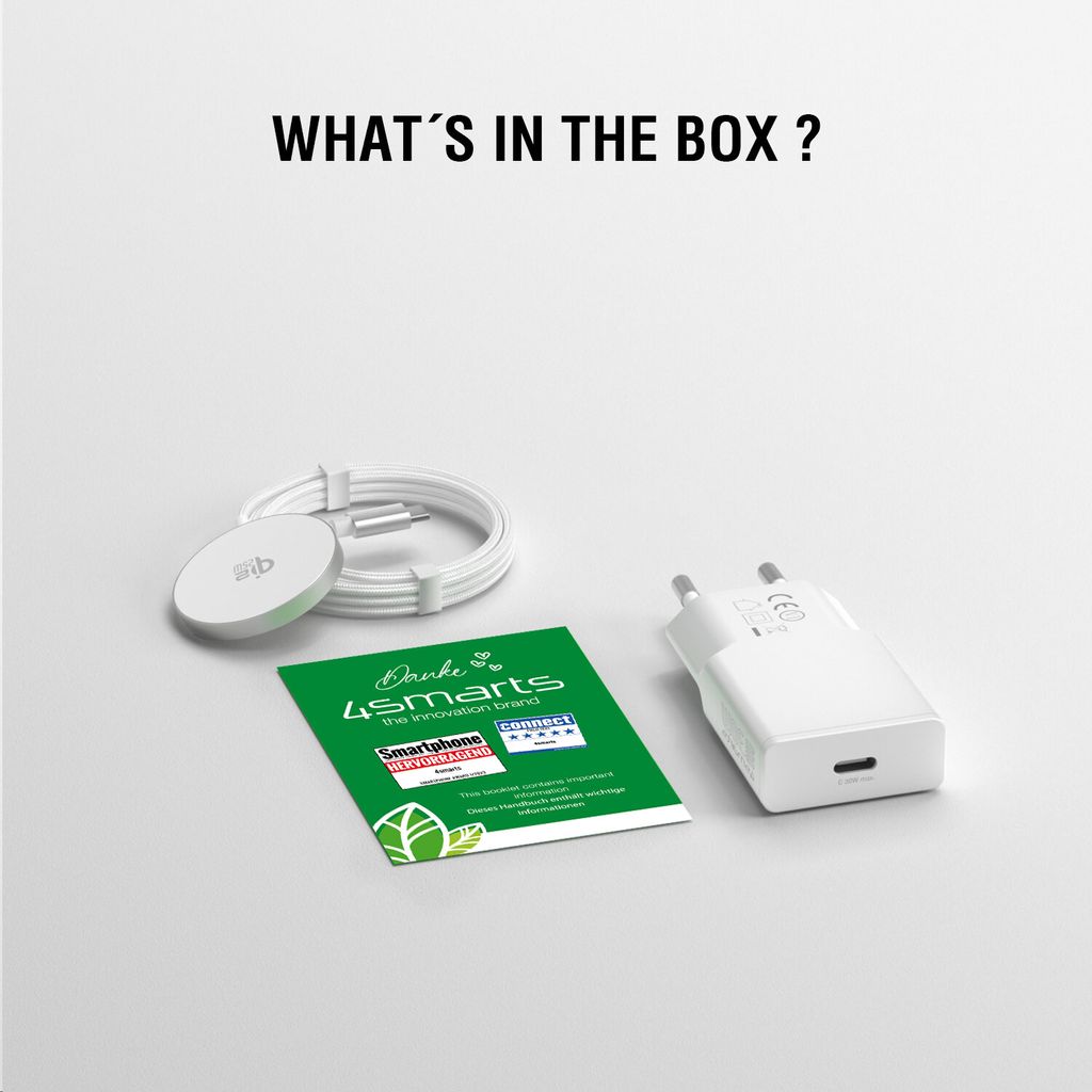 4Smarts Qi2 MagSafe trådløs lader 25W, 1,5m – Hvit