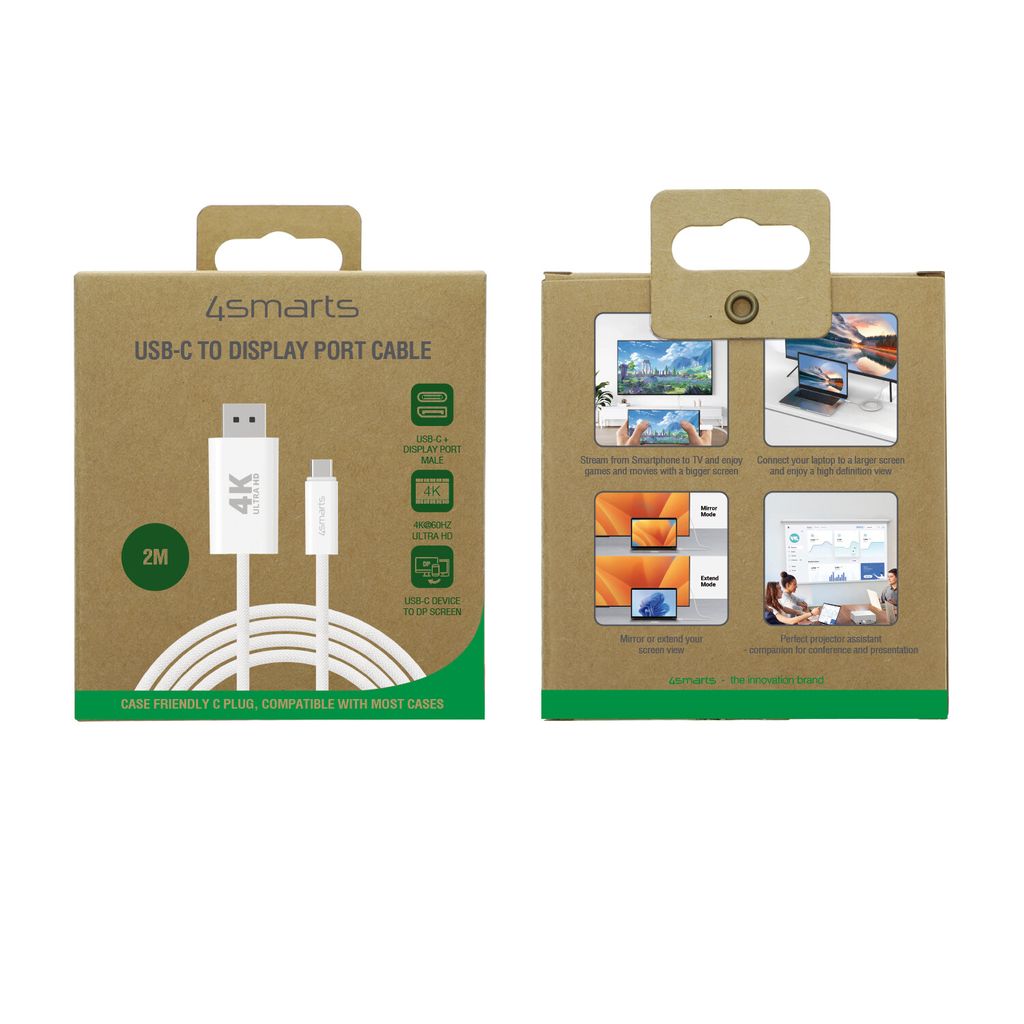 4Smarts USB-C til DisplayPort-kabel - hvid, 2m