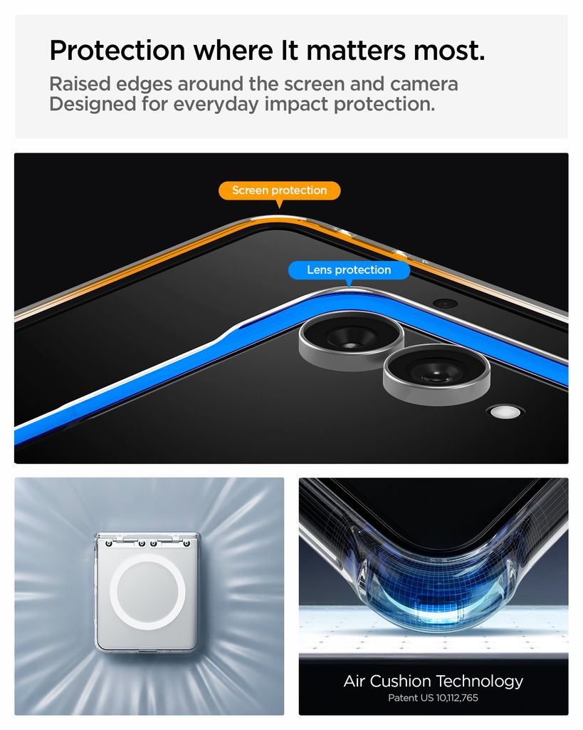 Spigen Ultra Hybrid Pro MagFit Deksel til Samsung Galaxy Z Flip8 - Gjennomsiktig/hvit