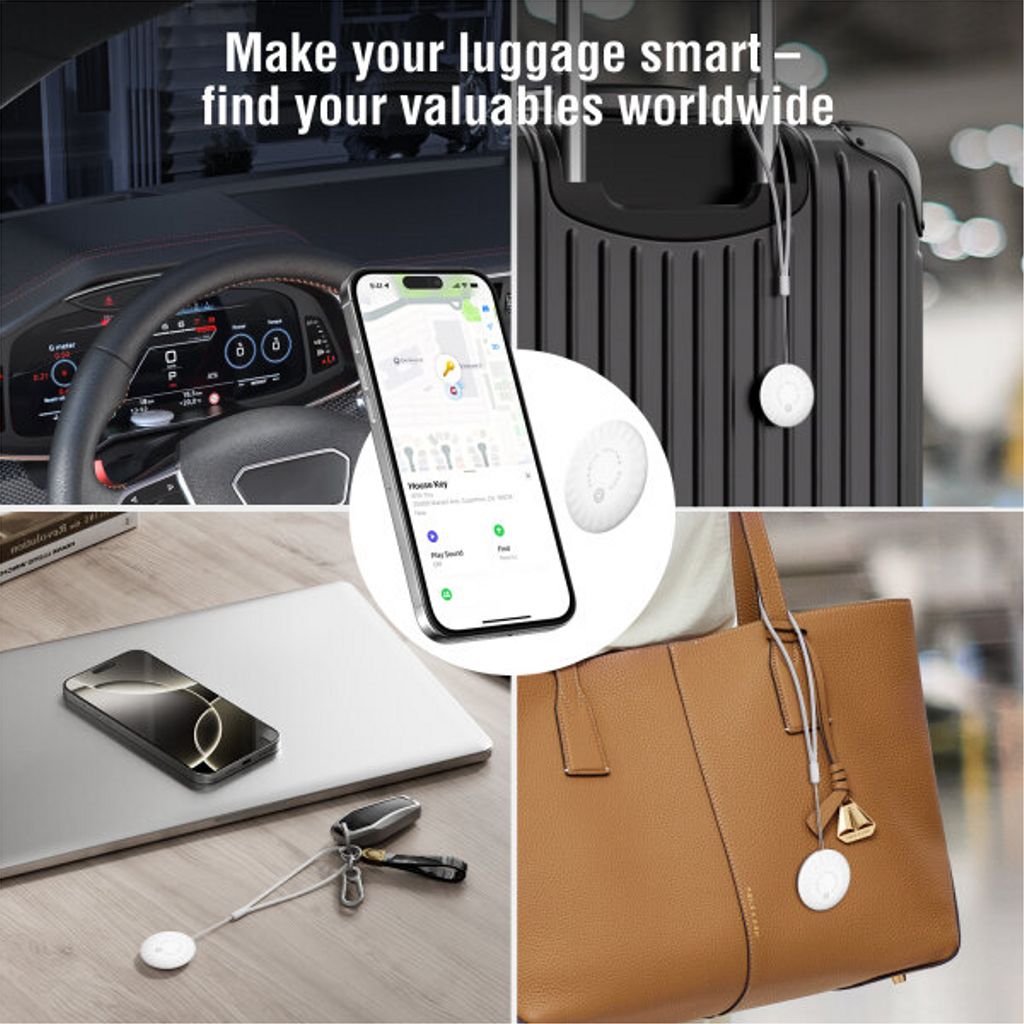 4Smarts SkyTag Duos Bluetooth-tracker, sett med 4 – hvit