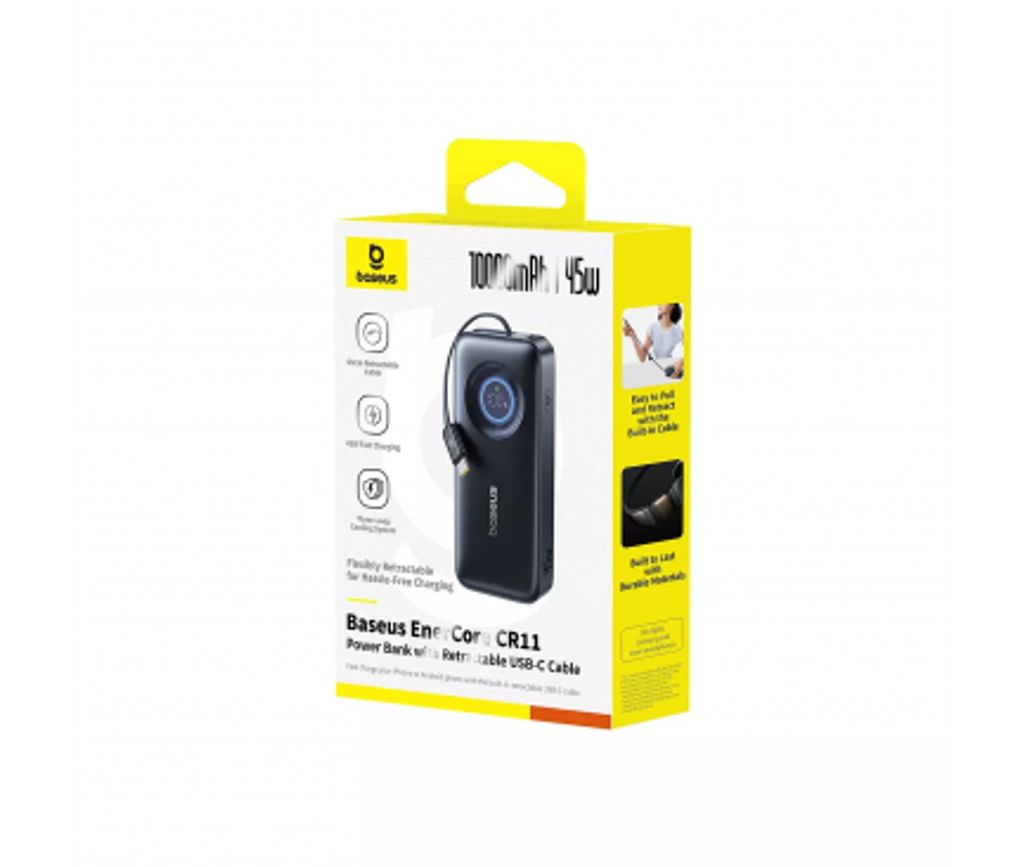 Baseus Powerbank EnerCore CR11 10000mAh 45W PD med USB-C-kabel – Svart