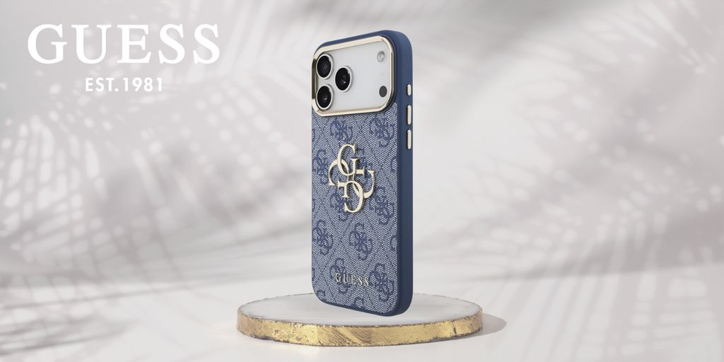 Guess 4G Classic Logo -kuori  iPhone 18 Pro/17 Pro:lle - Sininen/Kulta