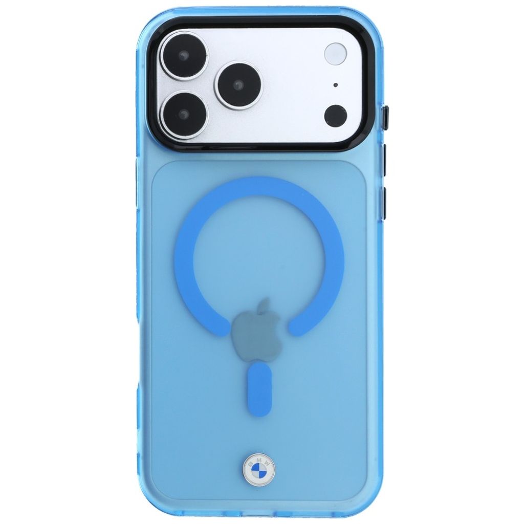 BMW Sign Frosted IML Metal Logo MagSafe -kuori till iPhone 18 Pro/17 Pro - Sininen