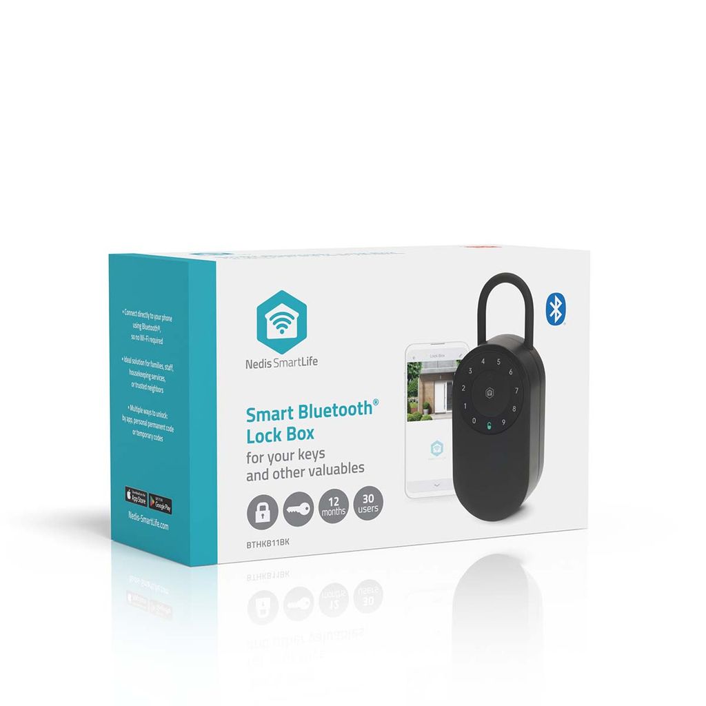 Nedis SmartLife nøkkelskap med Bluetooth og IP65 for utendørs bruk – svart