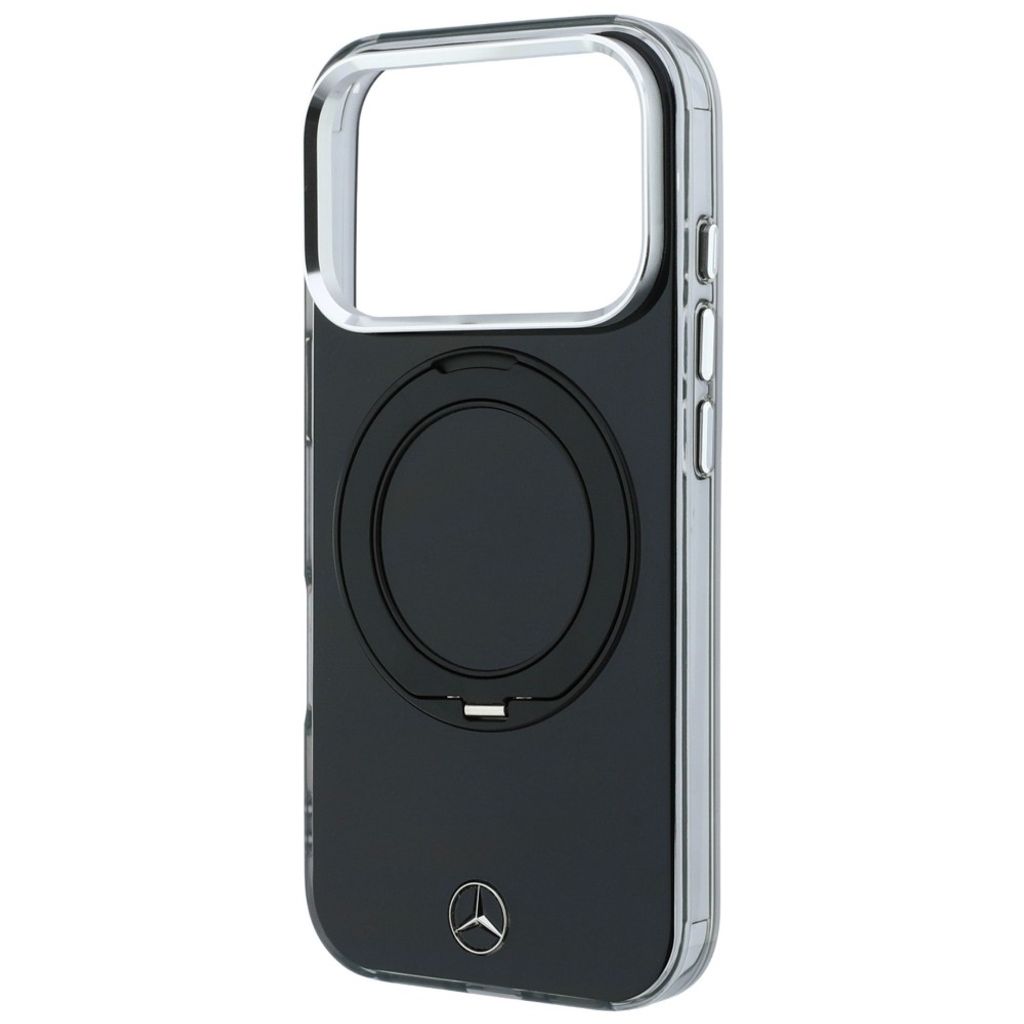 Mercedes Ring Stand Iconic Logo MagSafe -kuori till iPhone 18 Pro/17 Pro - Musta