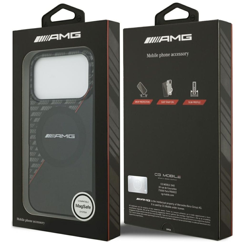 Mercedes AMG IML Double Layer Rhombs MagSafe -kuori till iPhone 18 Pro/17 Pro - Musta