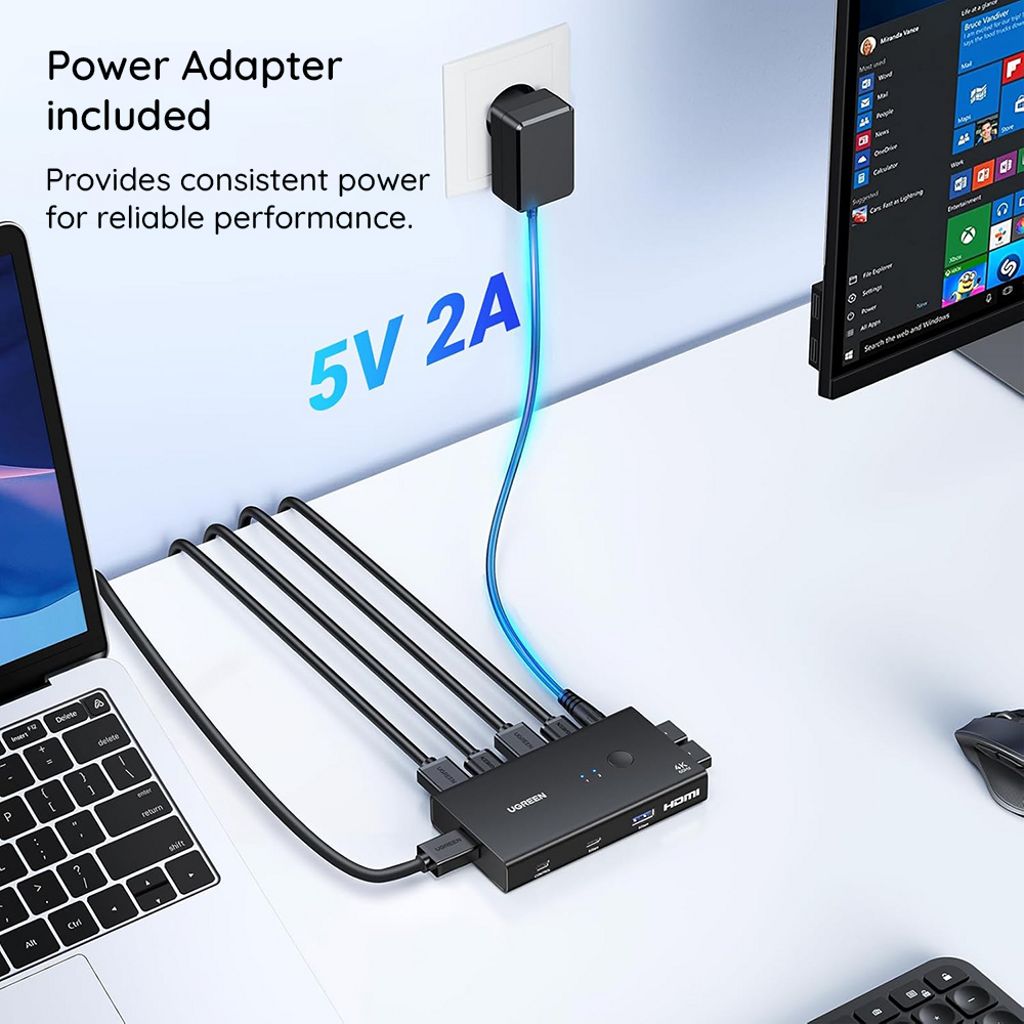 UGREEN AK502 HDMI-switch med 3x USB-C - Sort