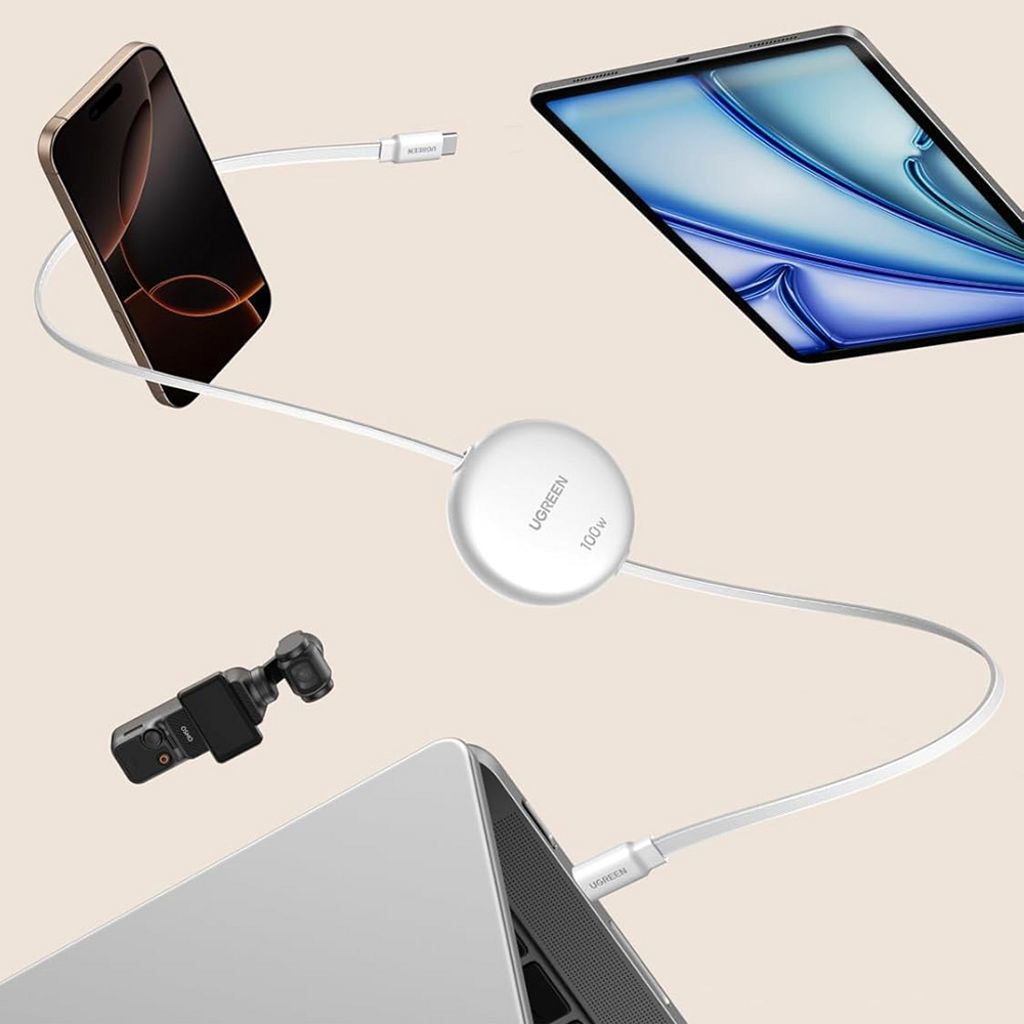 UGREEN USB-C - USB-C PD -pikalatauskaapeli, jatkettava, 100 W – valkoinen